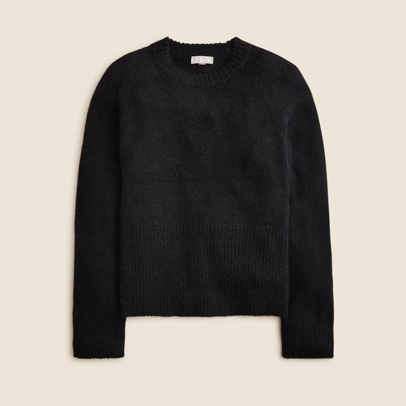 NWT!! J. CREW High Rib Pullover Sweater Wool Alpaca Solid Black Preppy Medium - Picture 1 of 12